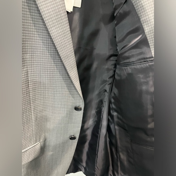 NWT Theory Chambers Blazer Tailored Gingham Dove Multi 40L Grey Suit Jacket - Picture 8 of 8